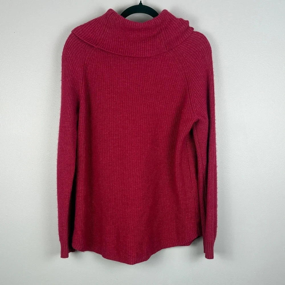 Tahari Merino Wool Cotton Blend Hot Pink Cowl Neck Long Sleeve Knit Sweater - Picture 9 of 9